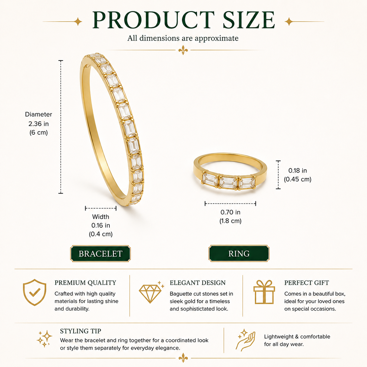 Gold-Tone Crystal Bangle & Ring Set