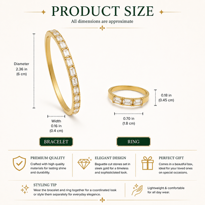 Gold-Tone Crystal Bangle & Ring Set