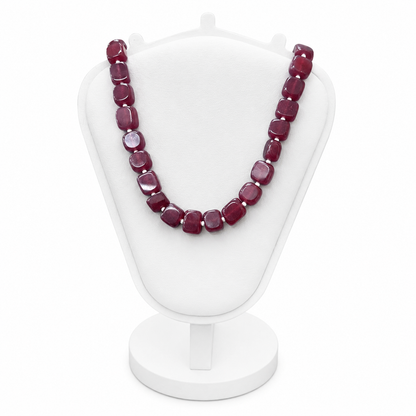 Deep Red Square-Bead Statement Necklace