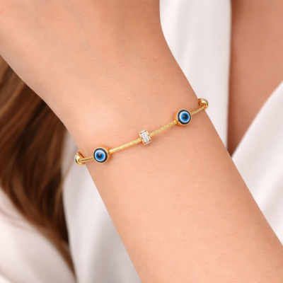 Nazar Protection Gold Bracelet — Evil Eye Charm Bracelet