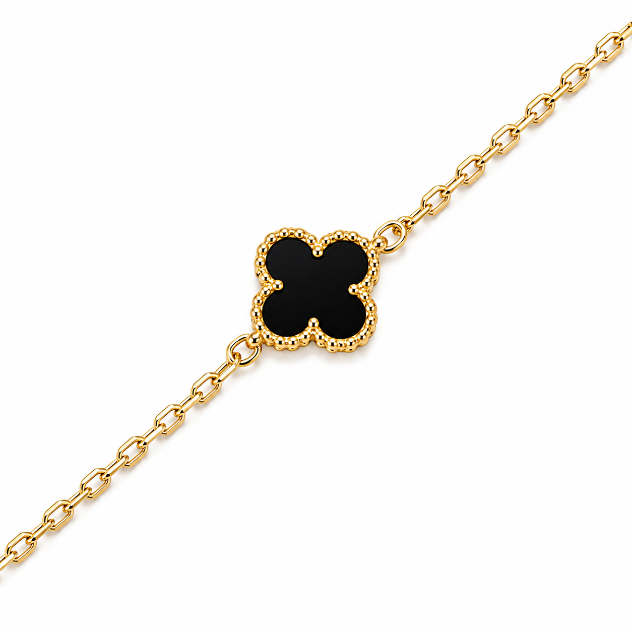 Black mini Clover Charm Gold-Tone Bracelet