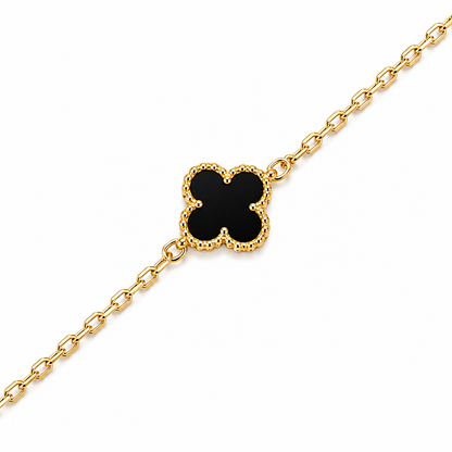 Black mini Clover Charm Gold-Tone Bracelet