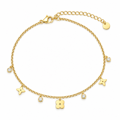 Gold Floral Charm Anklet for Women