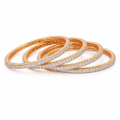 Gold-Tone Crystal-Edged Bangle Set