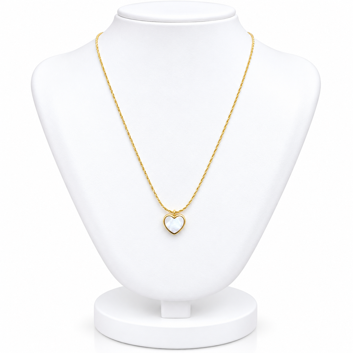 White Heart Gold Pendant Necklace
