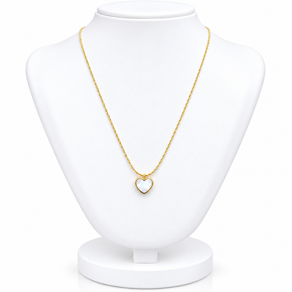 White Heart Gold Pendant Necklace