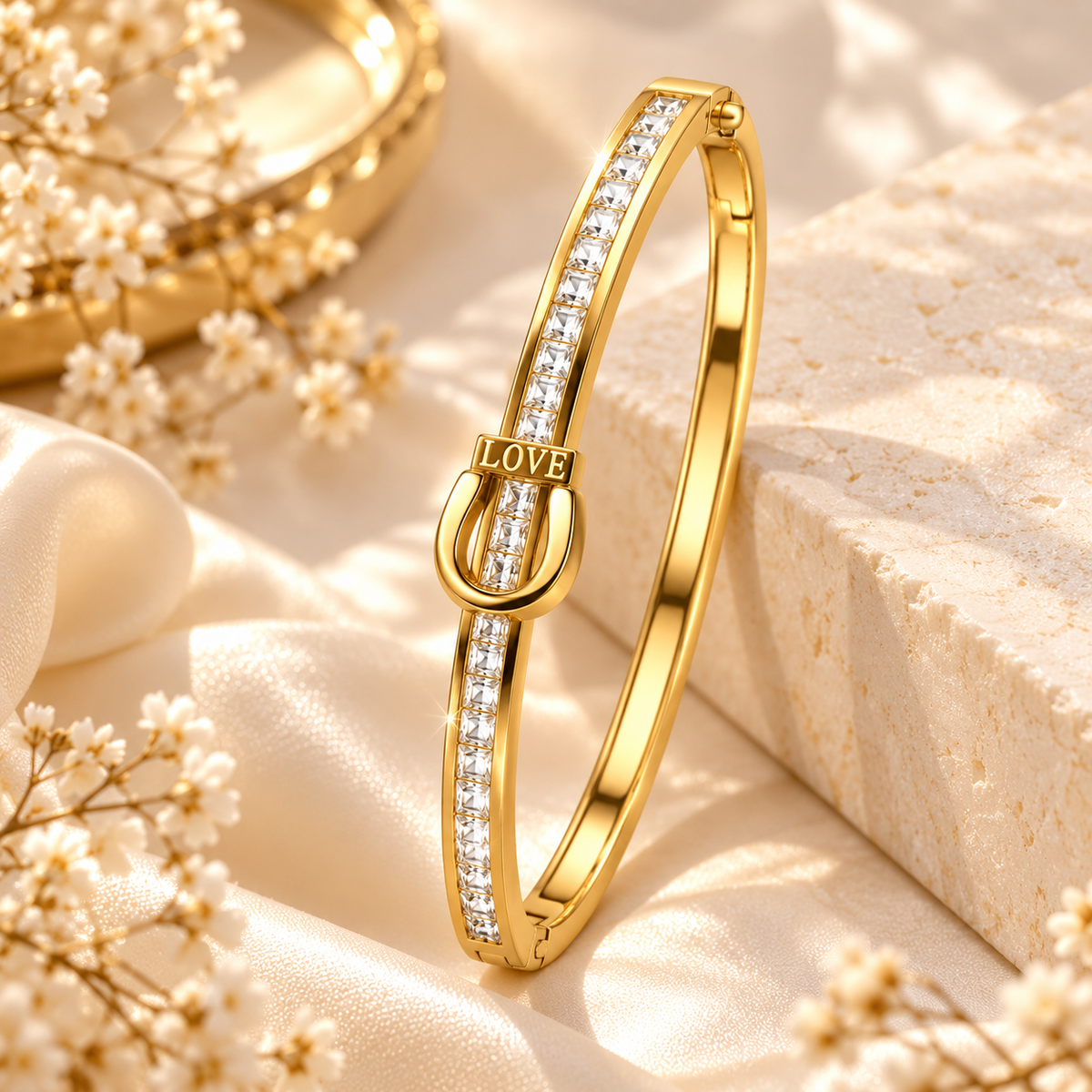 Luxury Gold Crystal Love Bracelet for Women