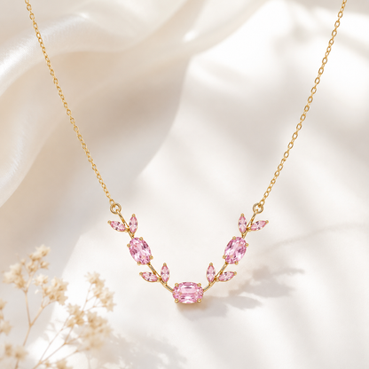 Blush Bloom Pink Crystal Vine Necklace