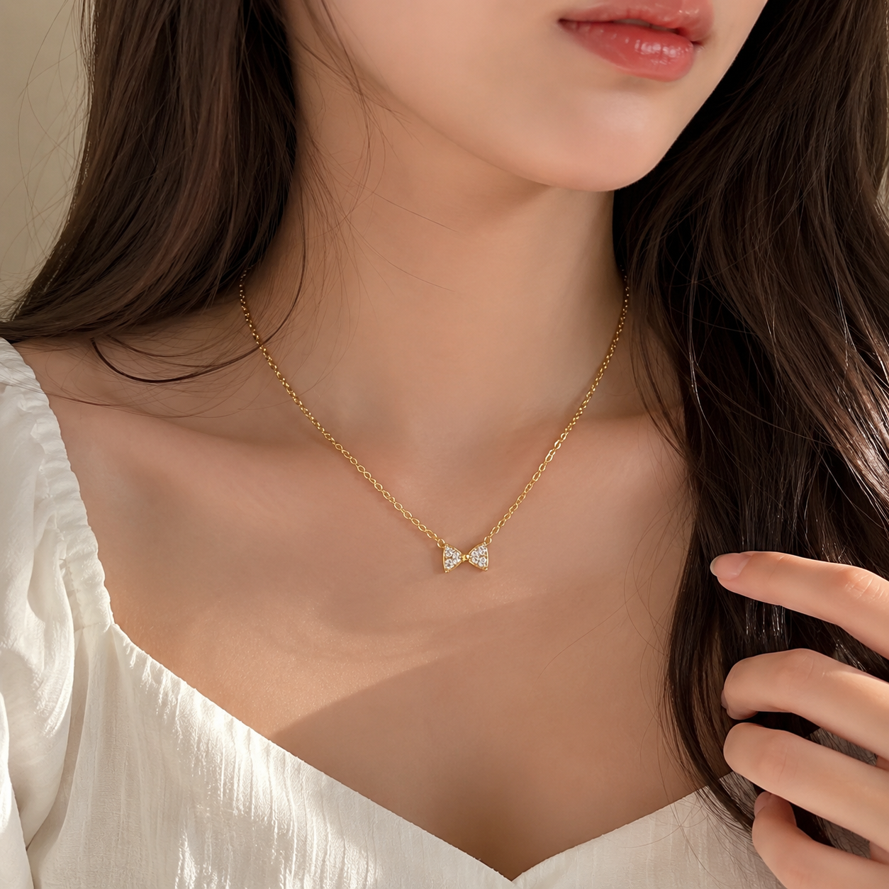 Gold Bow Pendant Necklace | Delicate Minimal Chain for Women