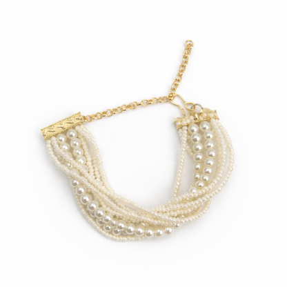 Gold Tone Multi Layer Pearl Bracelet