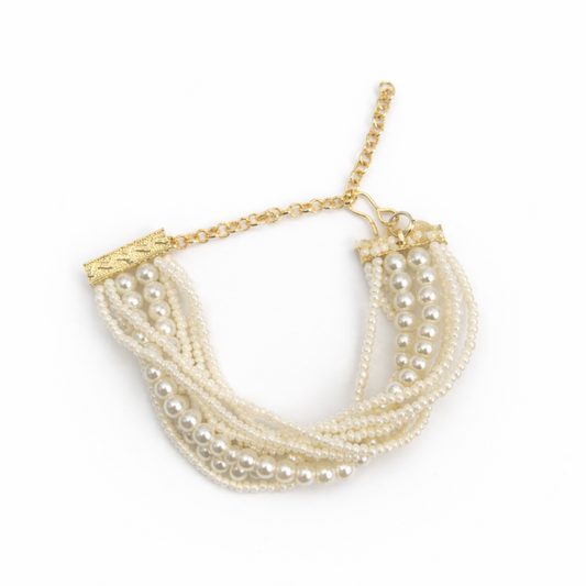 Gold Tone Multi Layer Pearl Bracelet
