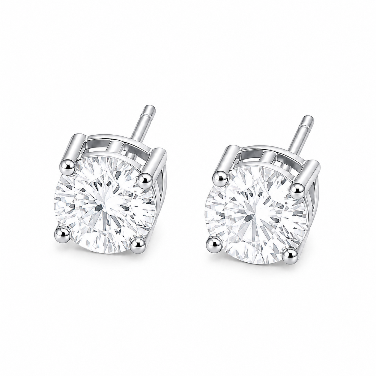 Classic Crystal Solitaire Stud Earrings – Silver Tone