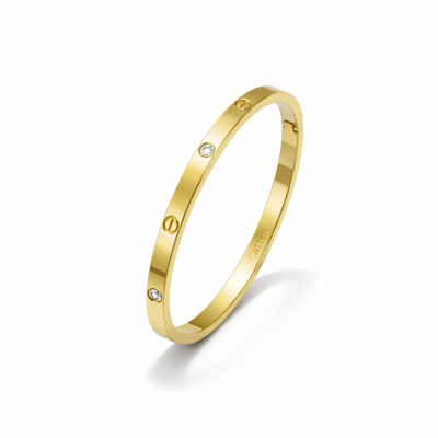 Gold-Tone Screw Motif Crystal Bracelet