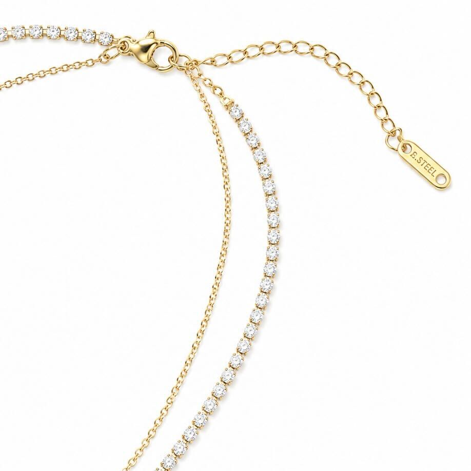 Double-Layer Crystal Drop Bar Necklace