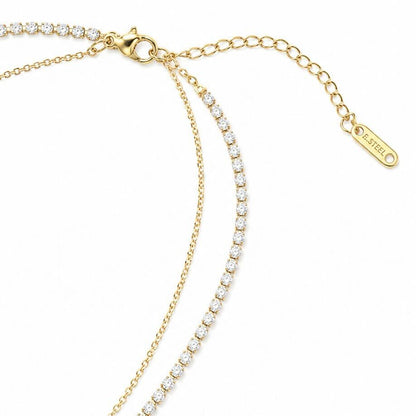 Double-Layer Crystal Drop Bar Necklace