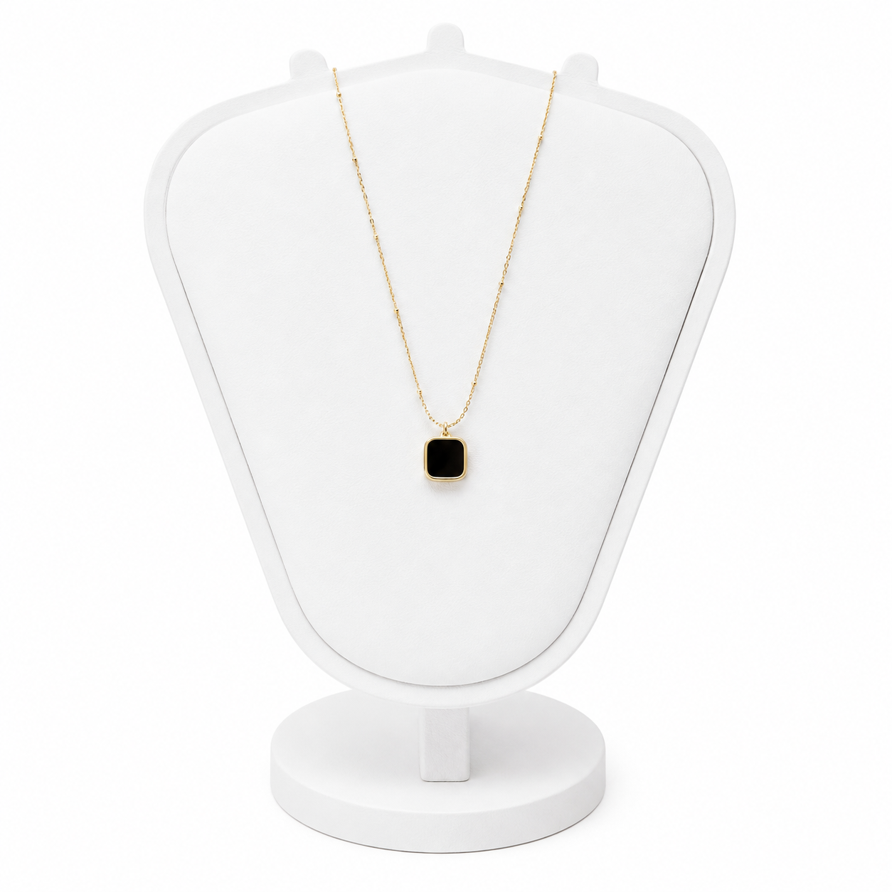 Black Square Pendant Gold-Tone Necklace