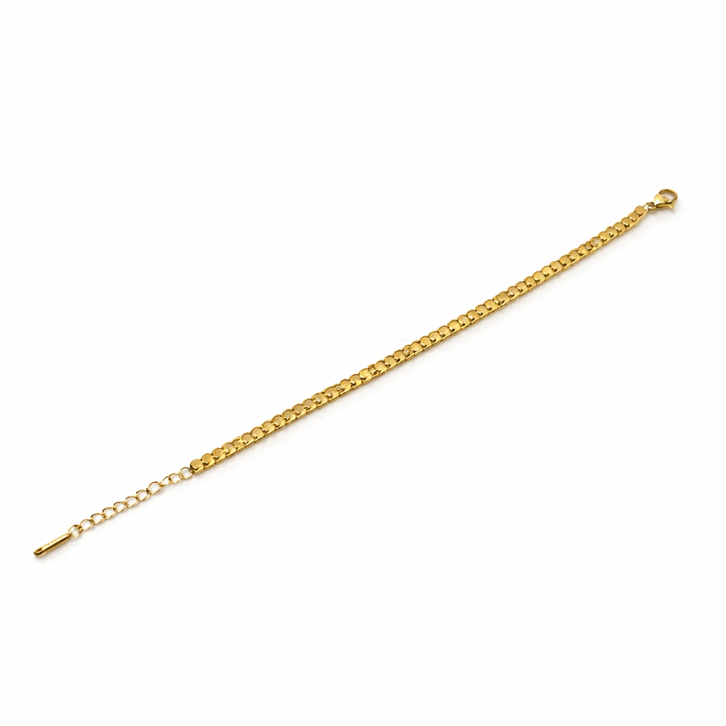 Gold chain bracelet on a white background