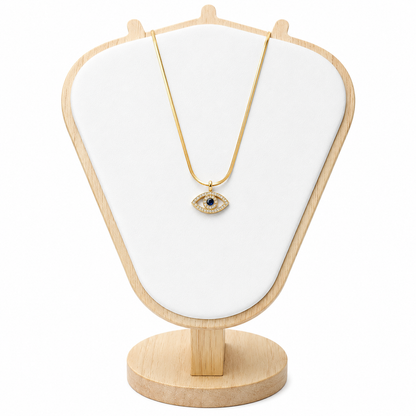 Gold Evil Eye Crystal Pendant Necklace