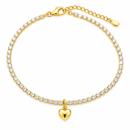 Gold Heart Charm Anklet for Women
