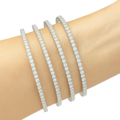 American Diamond Bangles — Silver-Plated Set of 4