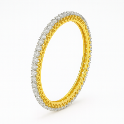 Gold bracelet with diamond accents on a white background