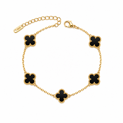 Black mini Clover Charm Gold-Tone Bracelet