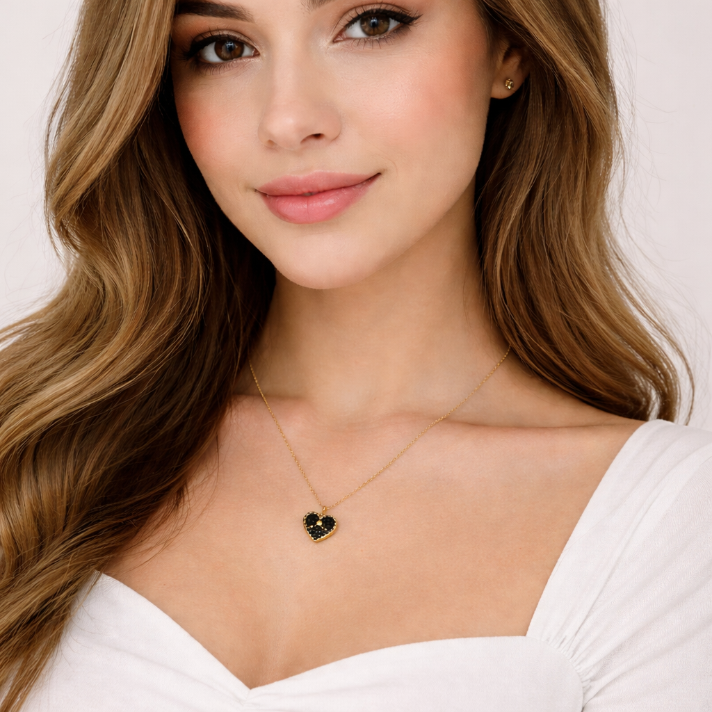 Gold Multiple Heart Charms Necklace & Matching Earrings
