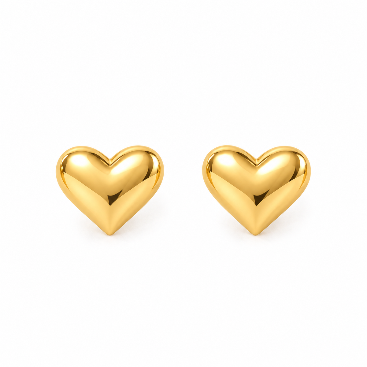 Golden Love Heart Stud Earrings