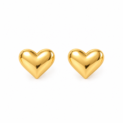 Golden Love Heart Stud Earrings