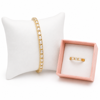 Gold-Tone Crystal Bangle & Ring Set