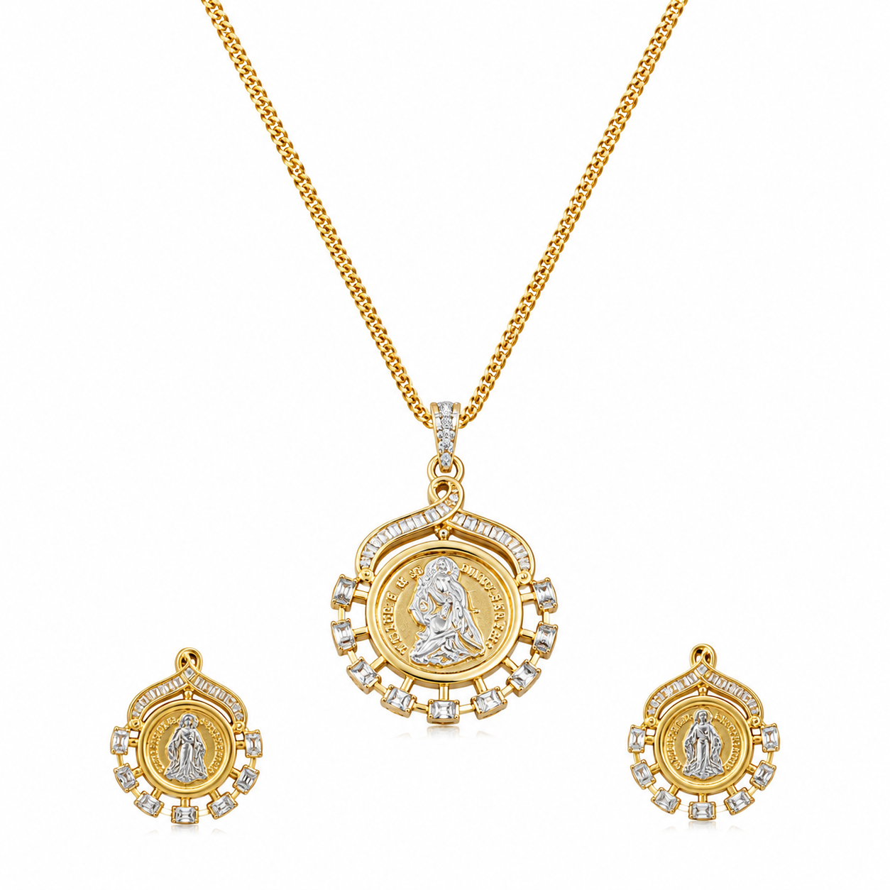 Gold Plated Ginni Pendant Necklace Set with Earrings