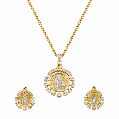 Gold Plated Ginni Pendant Necklace Set with Earrings