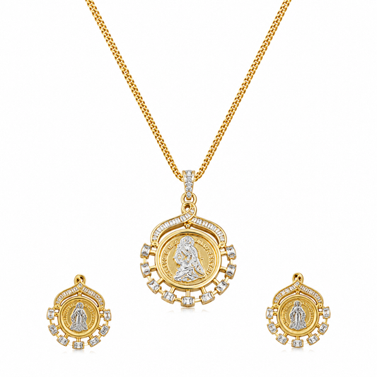 Gold Plated Ginni Pendant Necklace Set with Earrings