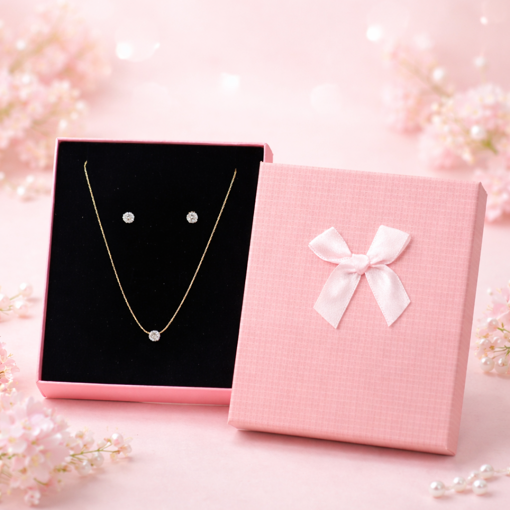 Elegant Gold-Plated Solitaire Pendant Set