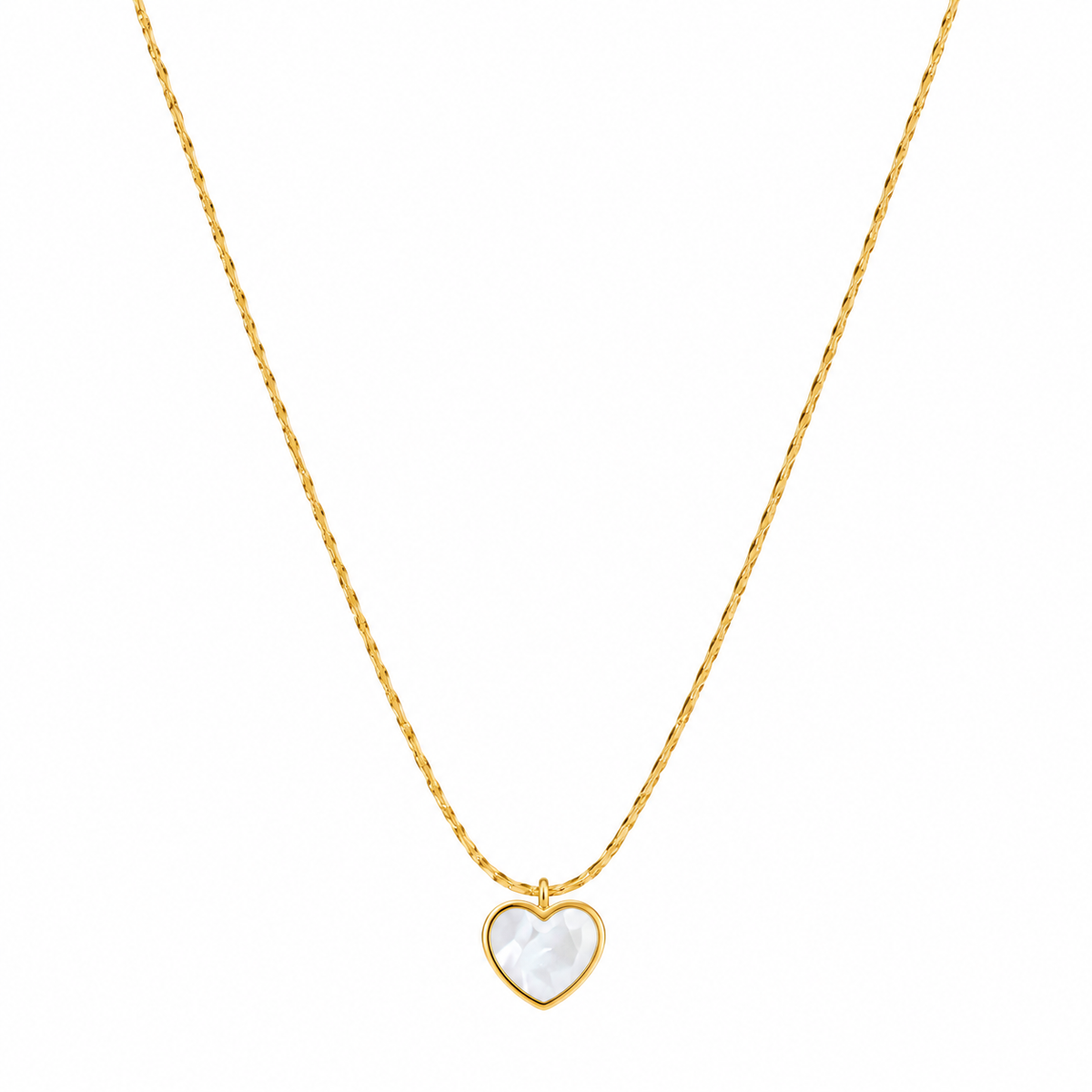 White Heart Gold Pendant Necklace