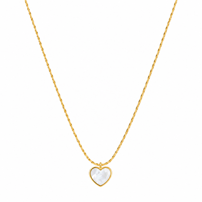 White Heart Gold Pendant Necklace