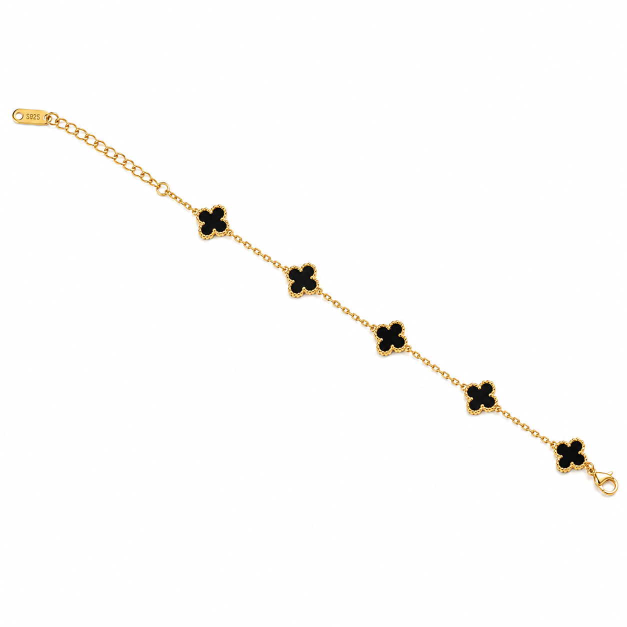 Black mini Clover Charm Gold-Tone Bracelet