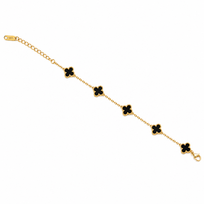 Black mini Clover Charm Gold-Tone Bracelet
