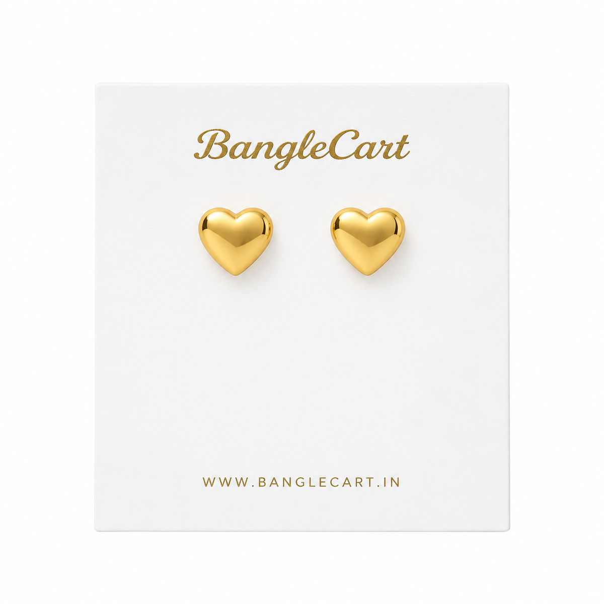 Golden Love Heart Stud Earrings