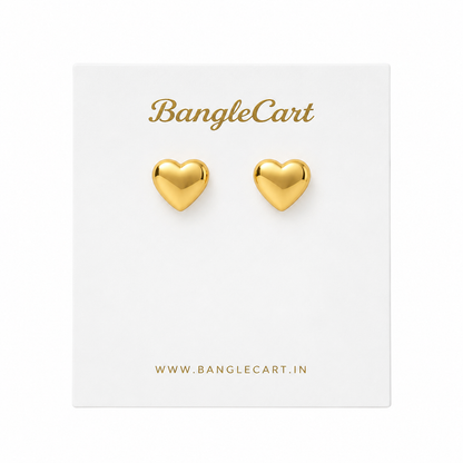 Golden Love Heart Stud Earrings
