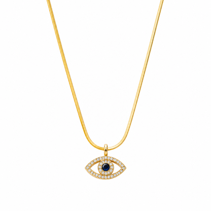 Gold Evil Eye Crystal Pendant Necklace