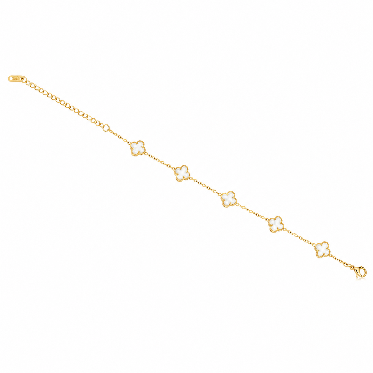 White mini Clover Charm Gold-Tone Bracelet