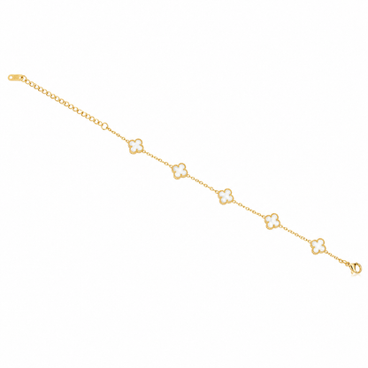 White mini Clover Charm Gold-Tone Bracelet