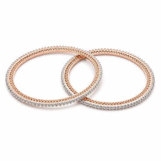 Close-up detail of Rose Blush 2mm Bangle Duo showing finish — BangleCart