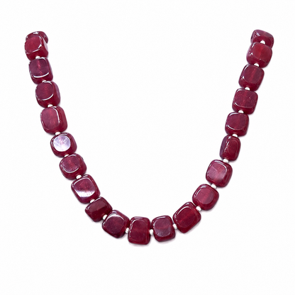 Deep Red Square-Bead Statement Necklace