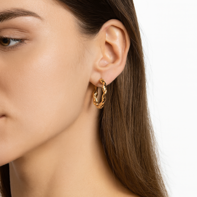 Twisted Gold Hoop Earrings