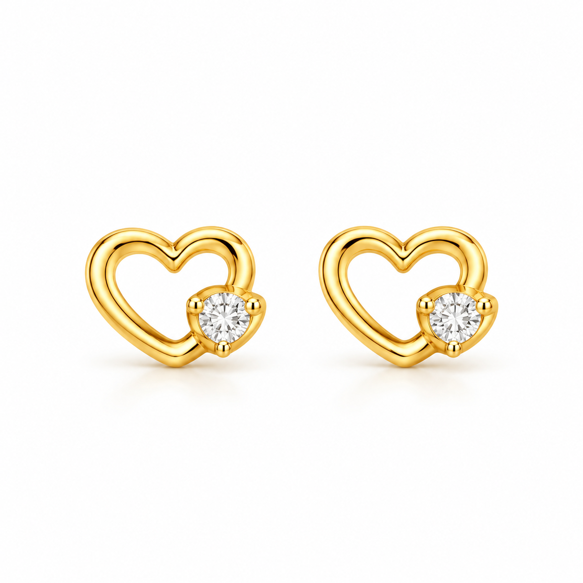 Sparkling Open Heart Stud Earrings