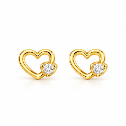 Sparkling Open Heart Stud Earrings