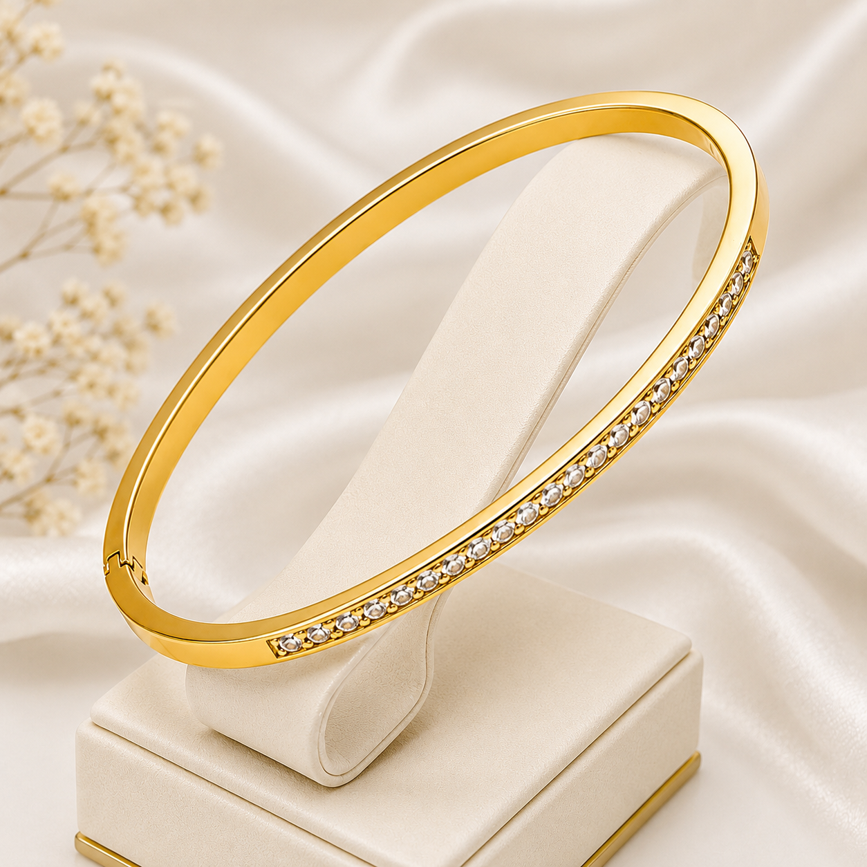 Gold Crystal Bracelet and Earrings Jewelry Set for Women