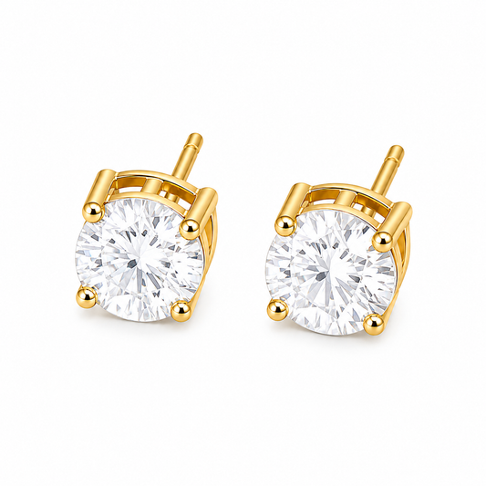 Classic Four-Prong Gold Crystal Studs